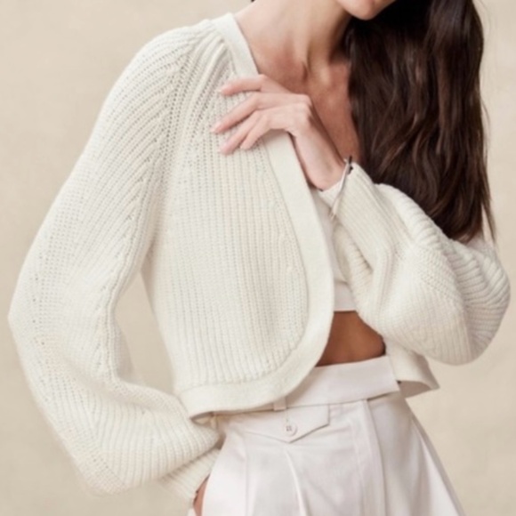 Banana Republic Curved Hem Open Cardigan Iced Vanilla - Picture 1 of 12